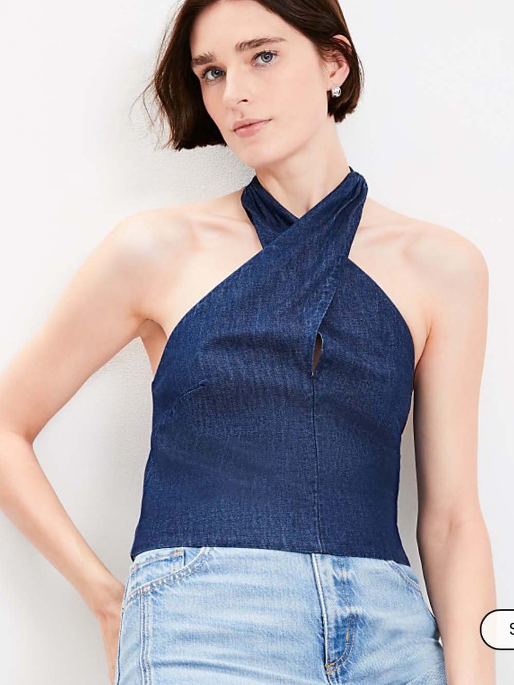 Loft Chambray Crossover Halter Top NWOT Retail $59